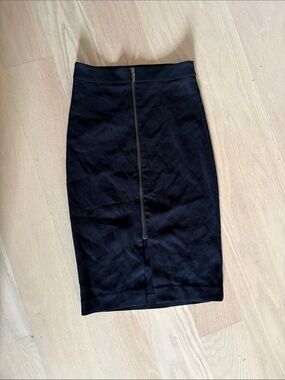 Classic Black Pencil Skirt with Front Zip
